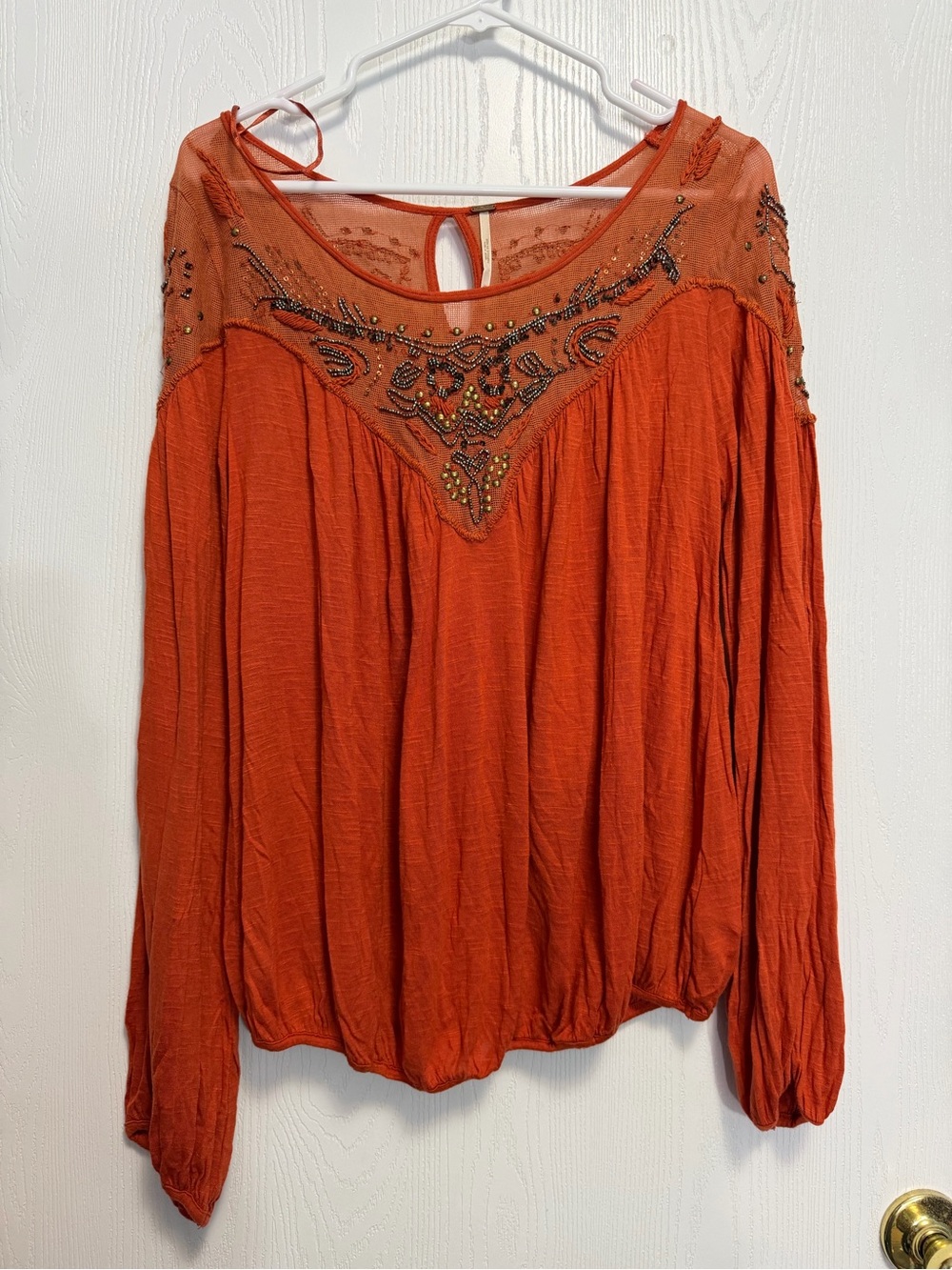Free people beaded Orange Long-Sleeve Women’s Top